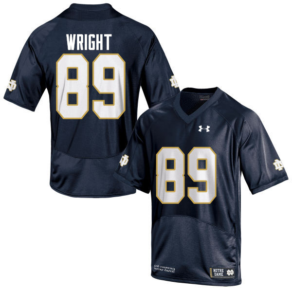 Men #89 Brock Wright Notre Dame Fighting Irish College Football Jerseys-Navy Blue